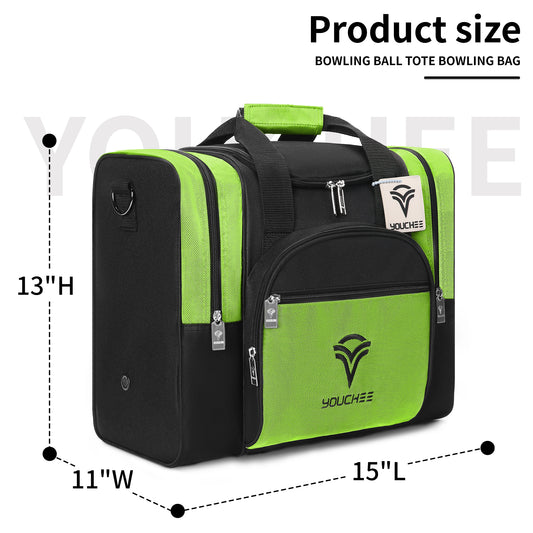 Youchee™ Bowling Ball Tote Bag with Padded Ball Holder, Holds One Bowling Ball, One Pair of Bowling Shoes Up to Mens Size 15, and multifunction Accessory Pockets.
