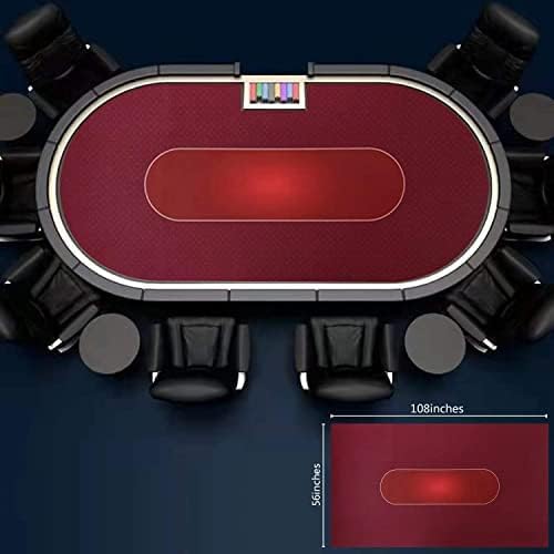 Luckin Sports⢠108 X 56 Inches Texas Hold'em Professional 10 Players Poker and Gambling Tablecloth, 100% Durable Fabric Felt, Dustproof and Waterproof, Washable and Ironable.