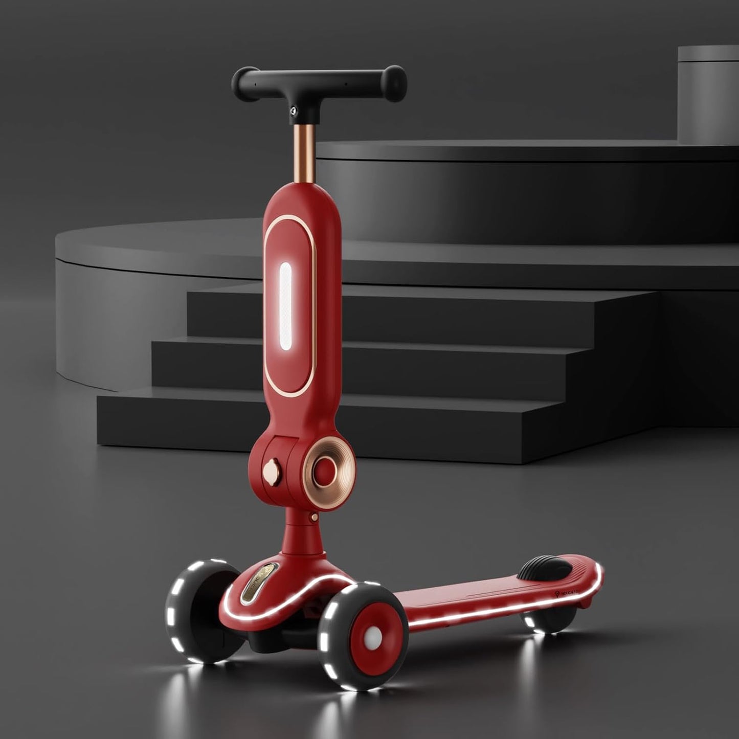 Youchee™ 3 Wheels Kick Scooter for Kids Ages 3+, with Built-in LED Light-Up Wheels, Adjustable Handlebar, Non-Slip Deck and Reliable Brake, Lean-to-Steer Self Balancing.