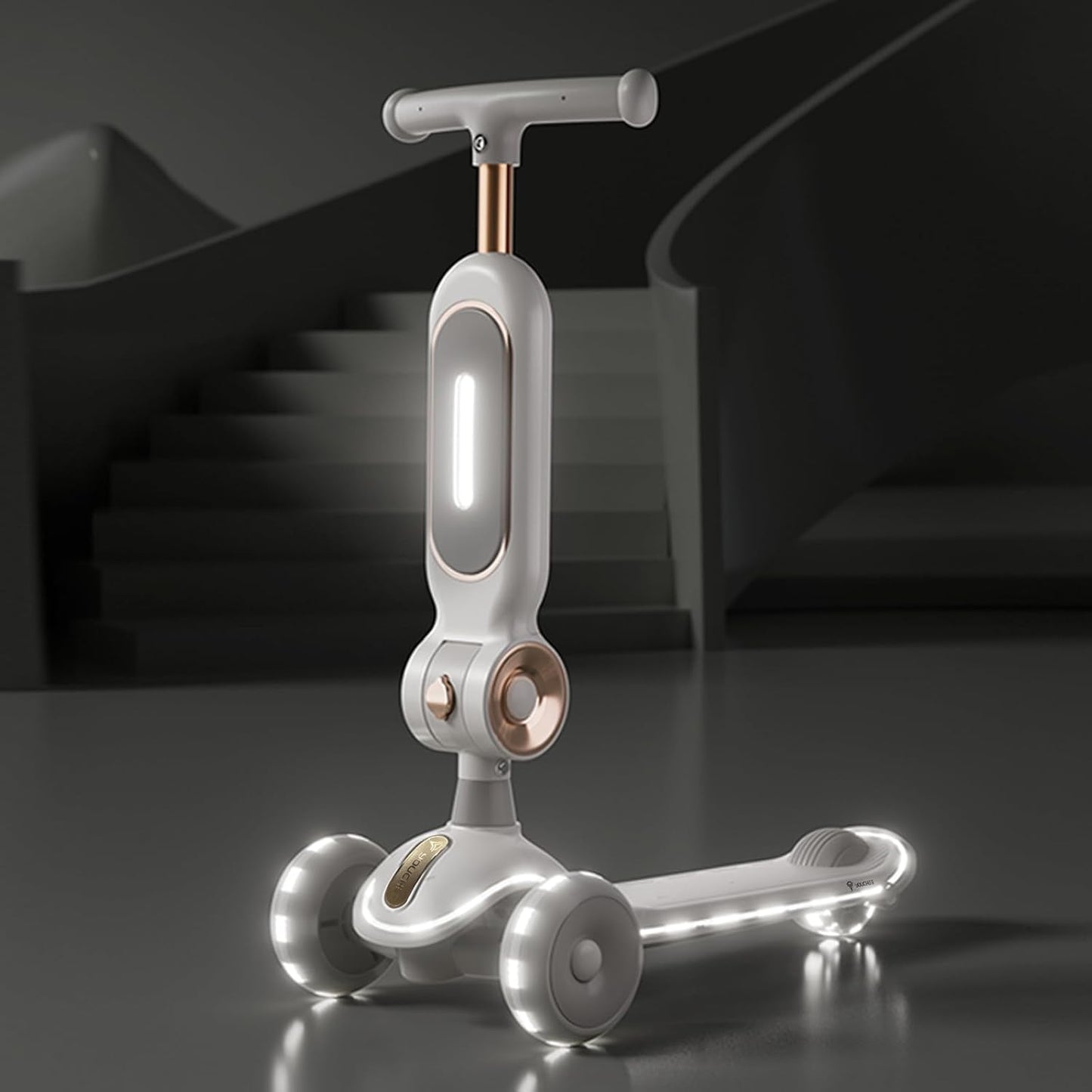 Youchee™ 3 Wheels Kick Scooter for Kids Ages 3+, with Built-in LED Light-Up Wheels, Adjustable Handlebar, Non-Slip Deck and Reliable Brake, Lean-to-Steer Self Balancing.