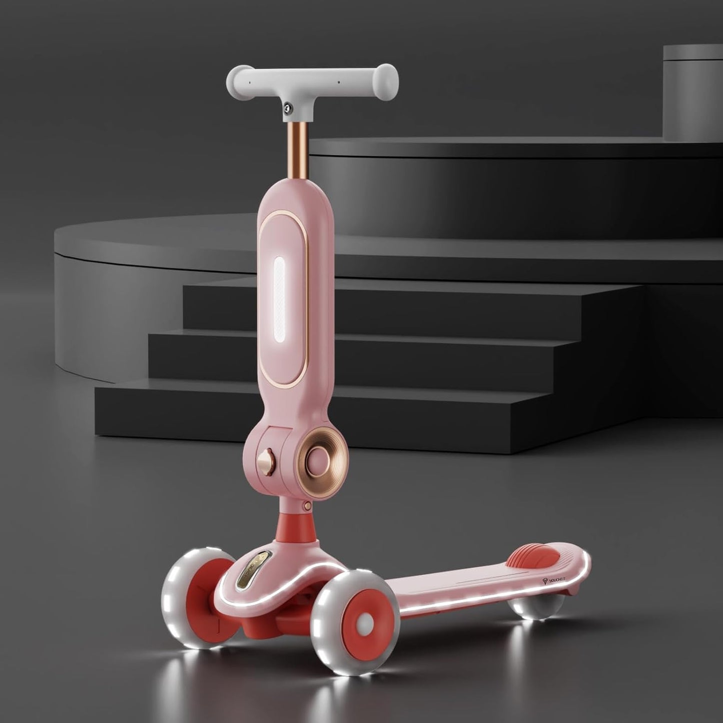 Youchee™ 3 Wheels Kick Scooter for Kids Ages 3+, with Built-in LED Light-Up Wheels, Adjustable Handlebar, Non-Slip Deck and Reliable Brake, Lean-to-Steer Self Balancing.