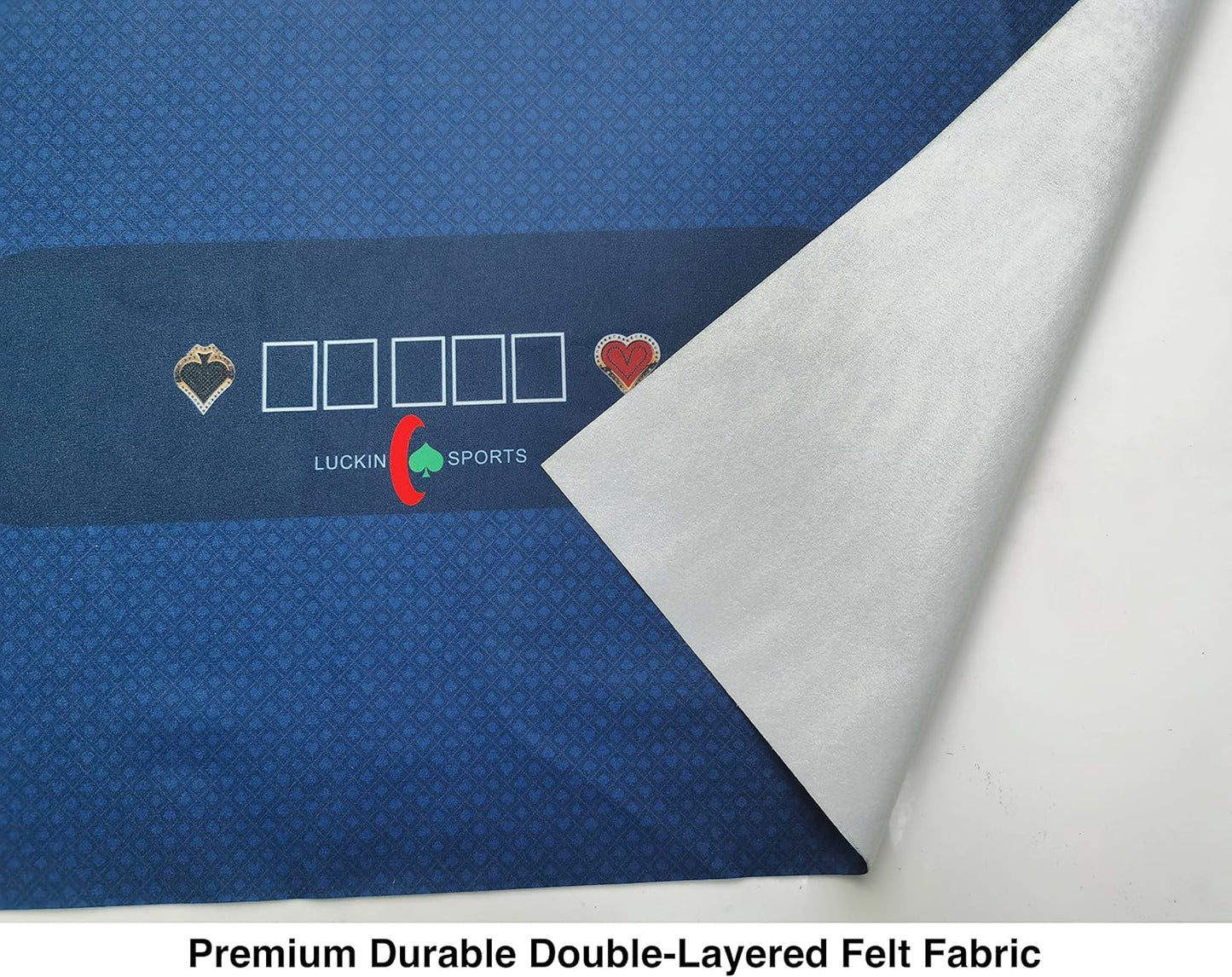 Luckin Sports⢠108 X 56 Inches Texas Hold'em Professional 10 Players Poker and Gambling Tablecloth, 100% Durable Fabric Felt, Dustproof and Waterproof, Washable and Ironable.