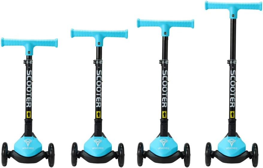 Youchee™ 3 Wheels Kick Scooter for Kids Ages 3+, with Built-in LED Light-Up Wheels, Adjustable Handlebar, Foldable Stand, Non-Slip Deck, Reliable Brakes, Lean-to-Steer Self Balancing.