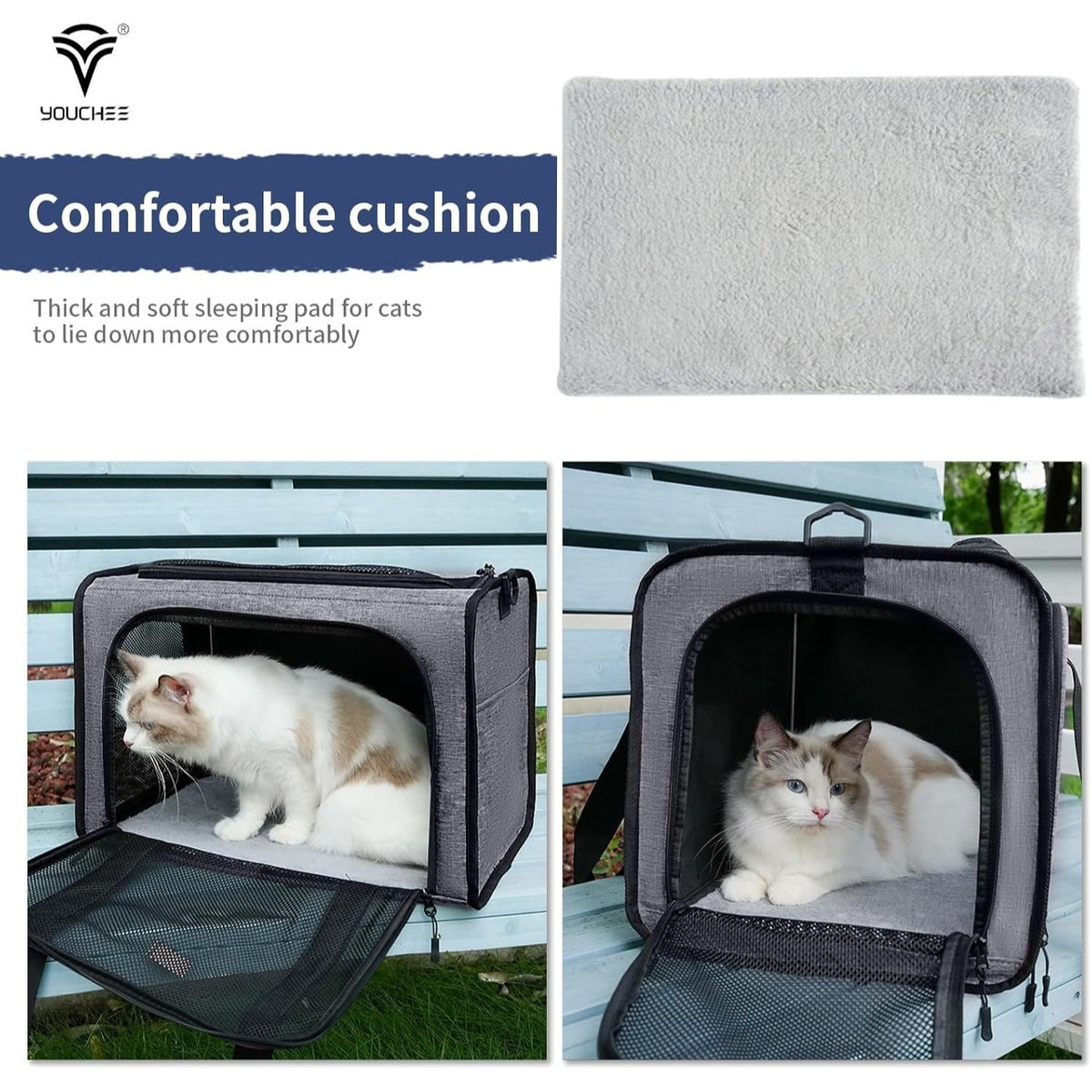 Cat Carrier Airline Approved, Soft-Sided Pet Carrier for Cats & Small Dogs up to 20 Lbs, Breathable Mesh Cat Travel Bag with Removable Washable Pad & Safety Leash, Collapsible Puppy Carrier for Car & Airplane Travel