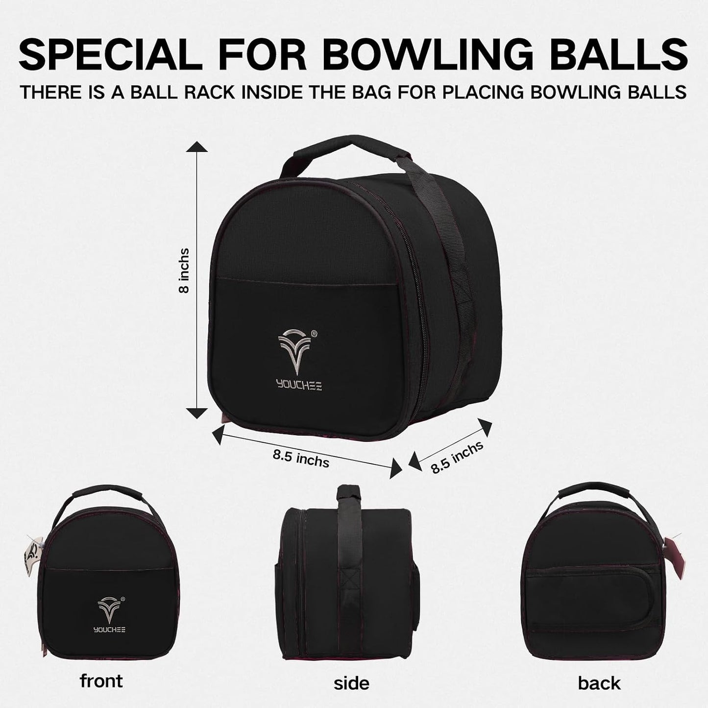 Compact Single Bowling Ball Tote Bag for Spare Ball, Lightweight One-Ball Bowling Bag with Built-In Ball Holder, Easy Carry Handle, Durable for Practice & League Play