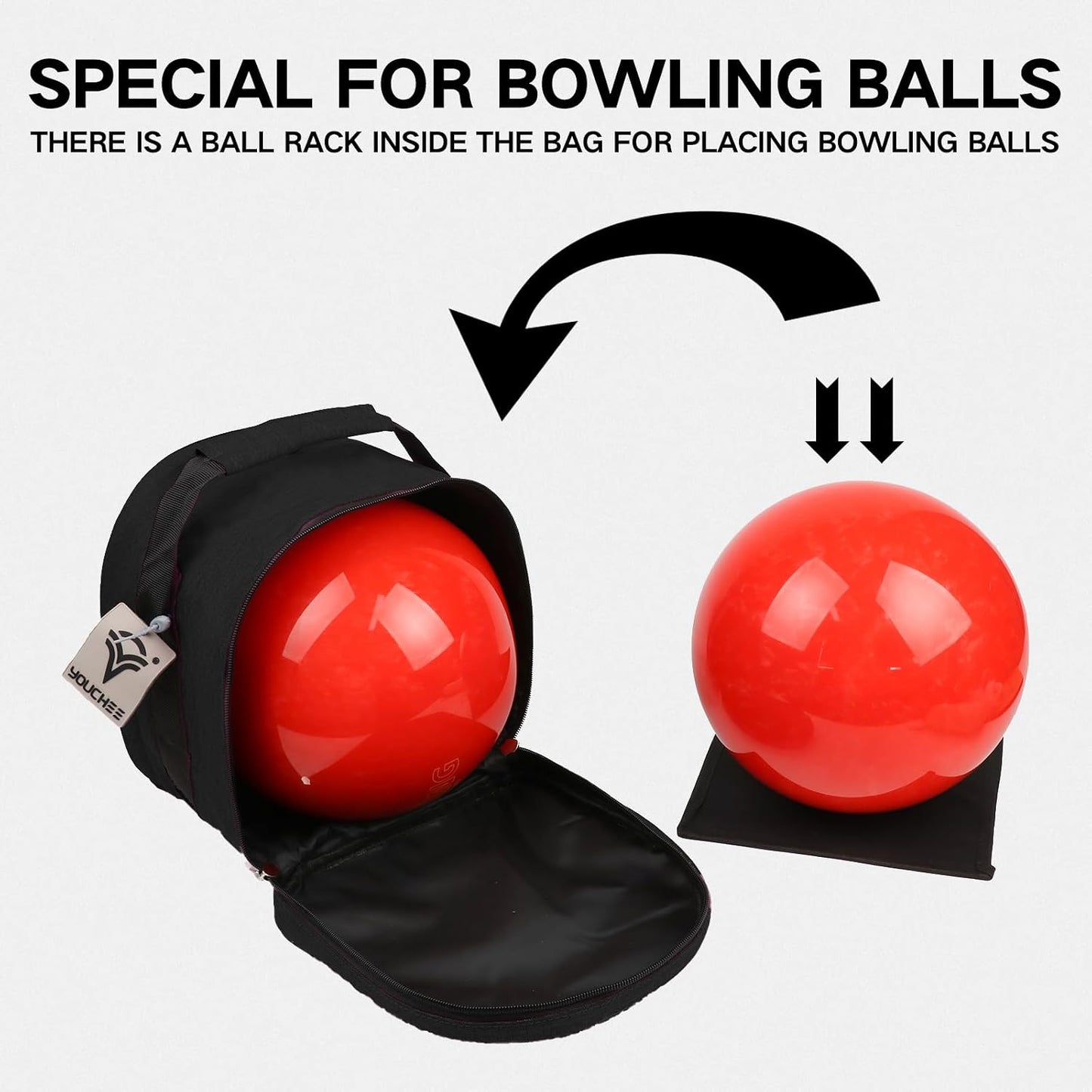 Compact Single Bowling Ball Tote Bag for Spare Ball, Lightweight One-Ball Bowling Bag with Built-In Ball Holder, Easy Carry Handle, Durable for Practice & League Play