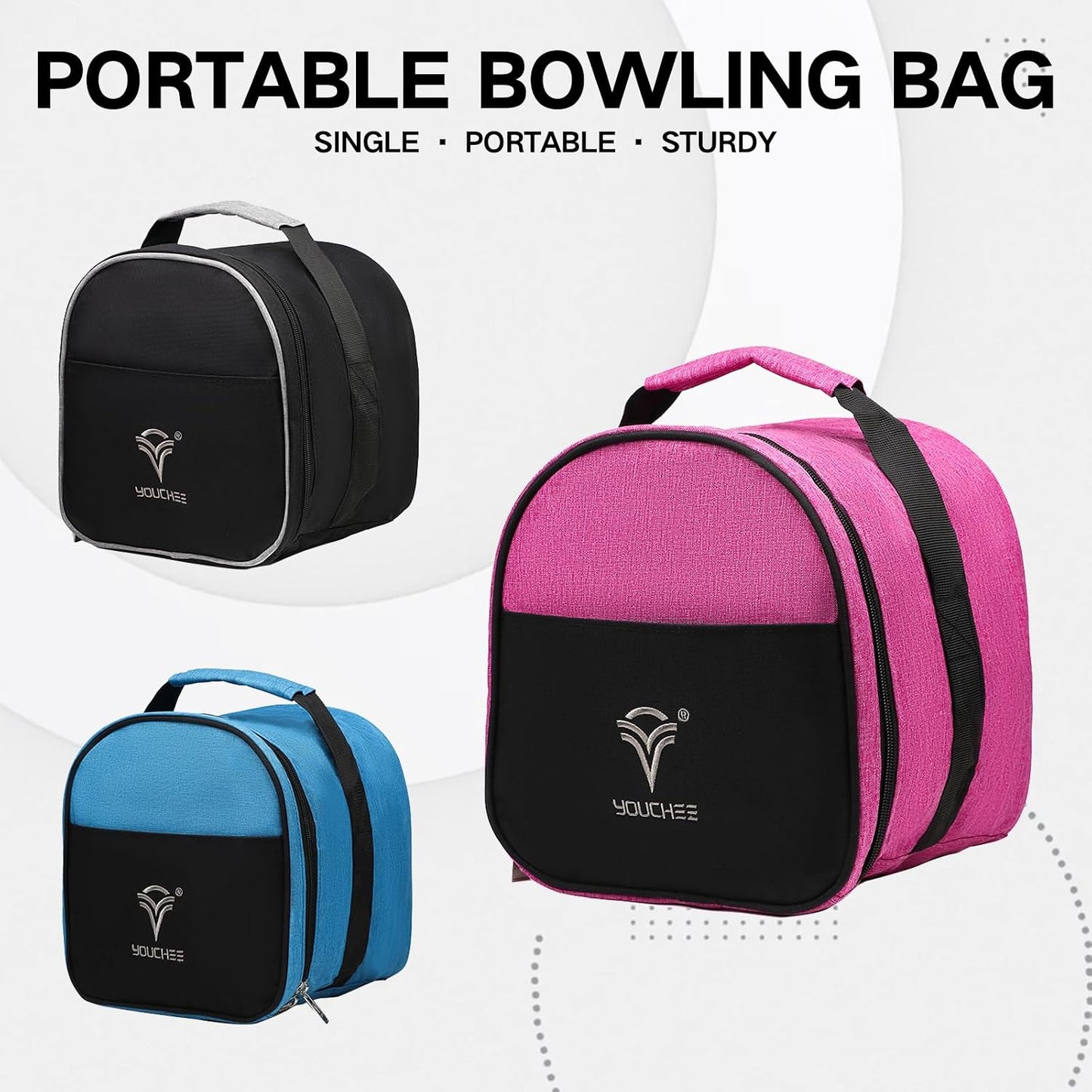 Compact Single Bowling Ball Tote Bag for Spare Ball, Lightweight One-Ball Bowling Bag with Built-In Ball Holder, Easy Carry Handle, Durable for Practice & League Play