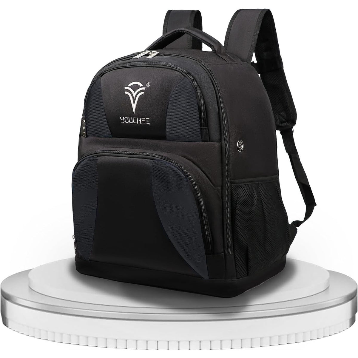 2 Ball Bowling Backpack, Holds 2 Bowling Balls, Bowling Shoe Compartment Fits Men's Size 15, Multiple Accessory Pockets, Padded Shoulder Straps, Bowling Gear Bag for Men & Women