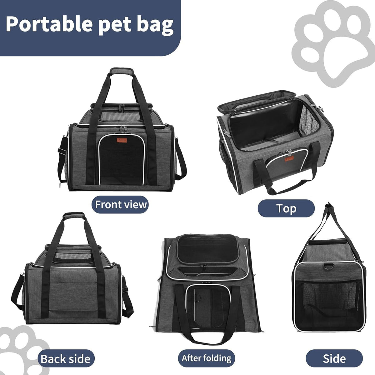 Youchee XL Soft-Sided Pet Carrier - 19" Extra Large Space for Cats & Dogs up to 25 lbs, Breathable Mesh Travel Bag, Sturdy & Collapsible Puppy Carrier for Road Trips and Vet Visits