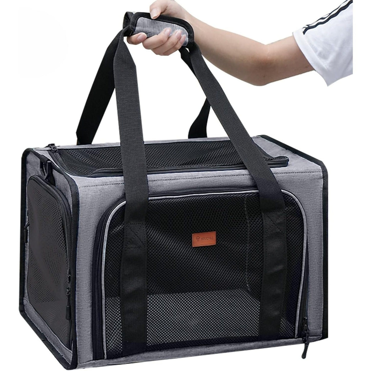 Cat Carrier Airline Approved, Soft-Sided Pet Carrier for Cats & Small Dogs up to 20 Lbs, Breathable Mesh Cat Travel Bag with Removable Washable Pad & Safety Leash, Collapsible Puppy Carrier for Car & Airplane Travel