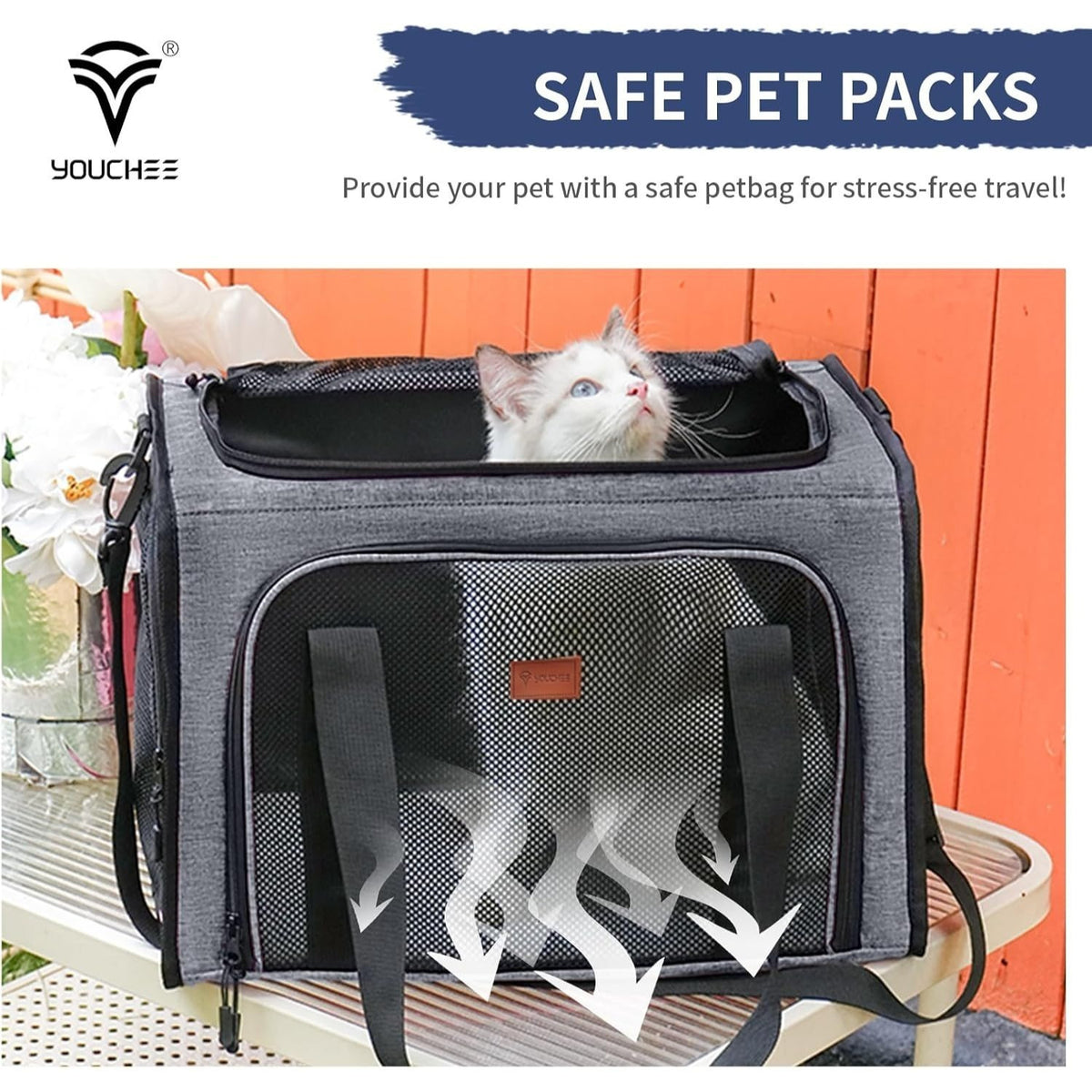 Cat Carrier Airline Approved, Soft-Sided Pet Carrier for Cats & Small Dogs up to 20 Lbs, Breathable Mesh Cat Travel Bag with Removable Washable Pad & Safety Leash, Collapsible Puppy Carrier for Car & Airplane Travel