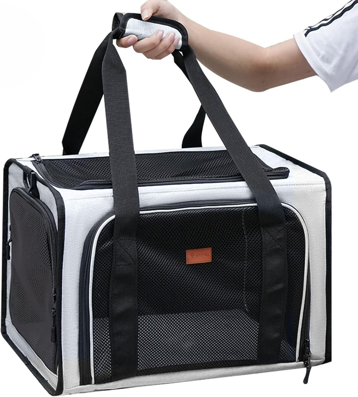 Cat Carrier Airline Approved, Soft-Sided Pet Carrier for Cats & Small Dogs up to 20 Lbs, Breathable Mesh Cat Travel Bag with Removable Washable Pad & Safety Leash, Collapsible Puppy Carrier for Car & Airplane Travel