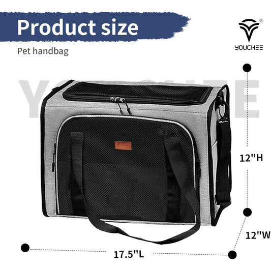 Cat Carrier Airline Approved, Soft-Sided Pet Carrier for Cats & Small Dogs up to 20 Lbs, Breathable Mesh Cat Travel Bag with Removable Washable Pad & Safety Leash, Collapsible Puppy Carrier for Car & Airplane Travel