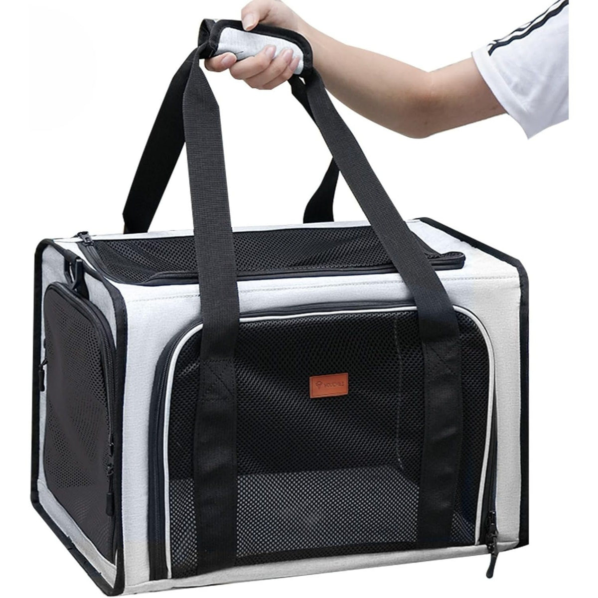 Cat Carrier Airline Approved, Soft-Sided Pet Carrier for Cats & Small Dogs up to 20 Lbs, Breathable Mesh Cat Travel Bag with Removable Washable Pad & Safety Leash, Collapsible Puppy Carrier for Car & Airplane Travel