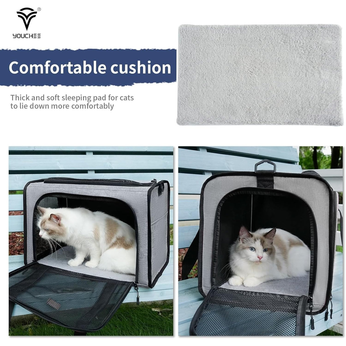 Cat Carrier Airline Approved, Soft-Sided Pet Carrier for Cats & Small Dogs up to 20 Lbs, Breathable Mesh Cat Travel Bag with Removable Washable Pad & Safety Leash, Collapsible Puppy Carrier for Car & Airplane Travel